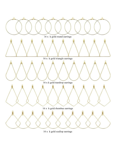 Kit de Aros de Aretes YaeYur 80 Piezas Geométricos DIY