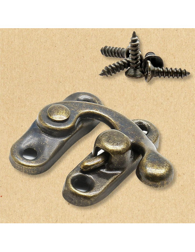 10 Ganchos de Cierre Antiguos Rierdge para Caja de Joyería Bronce