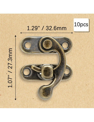 10 Ganchos de Cierre Antiguos Rierdge para Caja de Joyería Bronce