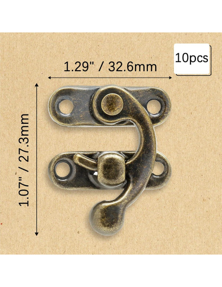 10 Ganchos de Cierre Antiguos Rierdge para Caja de Joyería Bronce