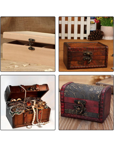 10 Ganchos de Cierre Antiguos Rierdge para Caja de Joyería Bronce