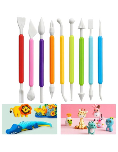 Juego de 9 Herramientas de Modelado de Arcilla Jepeux