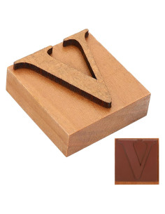 Sello de Letras PATIKIL Letra V de Madera y Goma 60x60mm