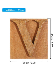 Sello de Letras PATIKIL Letra V de Madera y Goma 60x60mm 2