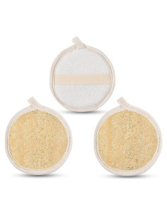 Paquete de 3 Esponjas Exfoliantes de Lufa Natural 10.16 cm