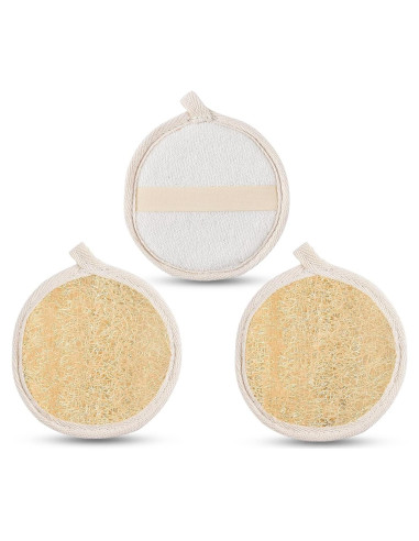 Paquete de 3 Esponjas Exfoliantes de Lufa Natural 10.16 cm