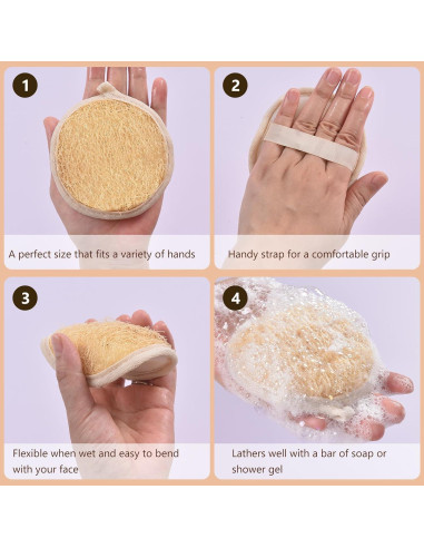 Paquete de 3 Esponjas Exfoliantes de Lufa Natural 10.16 cm