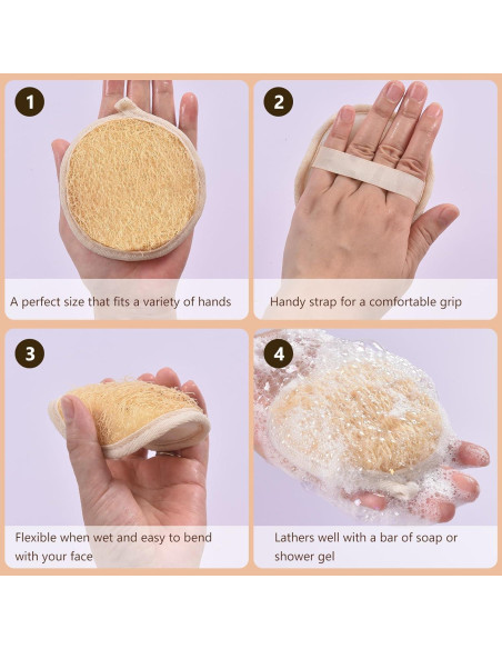 Paquete de 3 Esponjas Exfoliantes de Lufa Natural 10.16 cm