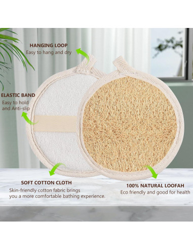 Paquete de 3 Esponjas Exfoliantes de Lufa Natural 10.16 cm