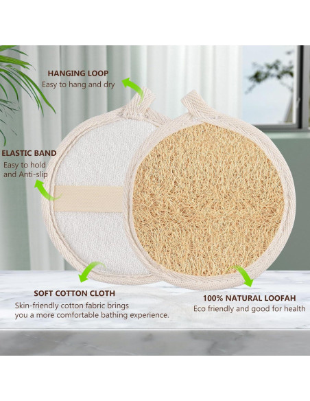 Paquete de 3 Esponjas Exfoliantes de Lufa Natural 10.16 cm