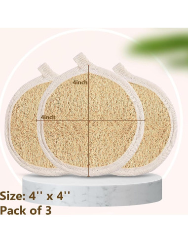 Paquete de 3 Esponjas Exfoliantes de Lufa Natural 10.16 cm