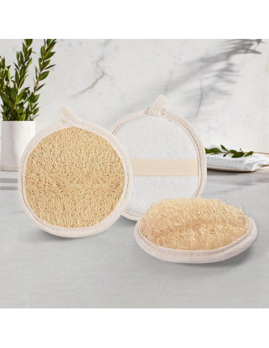 Paquete de 3 Esponjas Exfoliantes de Lufa Natural 10.16 cm
