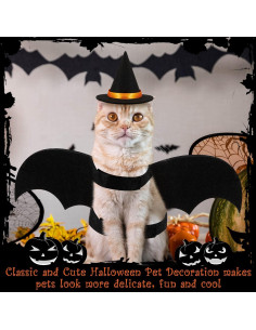 Disfraz para Mascotas Halloween Amylove Alas de Murciélago y Sombreros 2