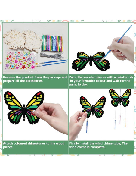 Kit de Campanas de Viento DIY CRASPIRE - 16 Piezas de Madera