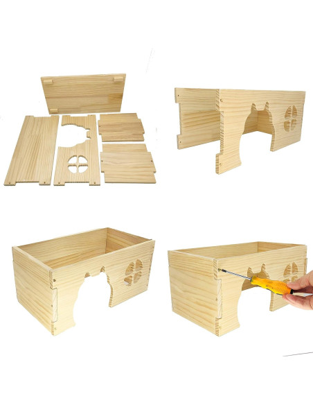 Escondite de Madera CAREUPET para Cobayas y Conejos 39.9x21.8x19.8cm