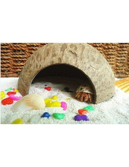 Escondite Natural de Coco Hypeety para Reptiles y Acuarios
