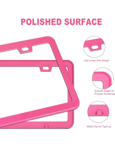 Marco de Placa de Licencia Rosa Carsories Universal 30.99x16cm