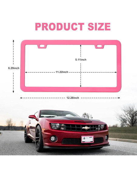 Marco de Placa de Licencia Rosa Carsories Universal 30.99x16cm