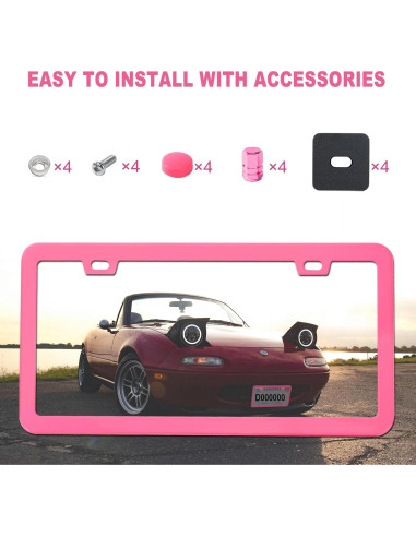 Marco de Placa de Licencia Rosa Carsories Universal 30.99x16cm