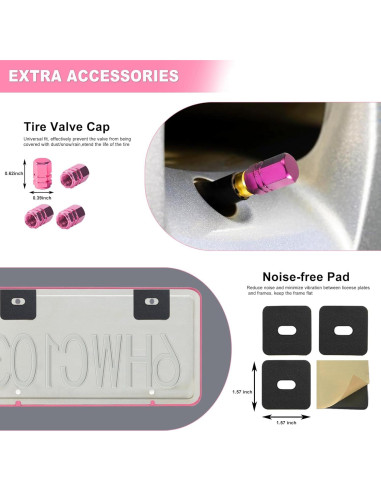 Marco de Placa de Licencia Rosa Carsories Universal 30.99x16cm