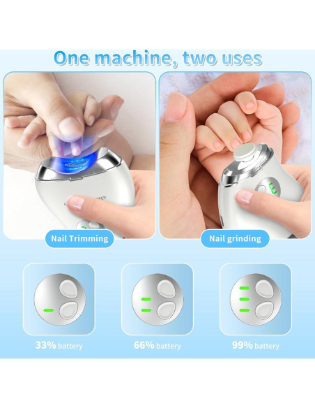 Cortador de Uñas Eléctrico VGVR 2-en-1 con Luz LED y 3 Velocidades