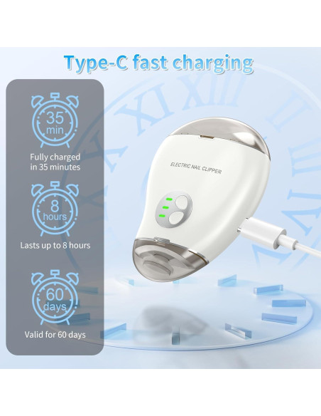 Cortador de Uñas Eléctrico VGVR 2-en-1 con Luz LED y 3 Velocidades