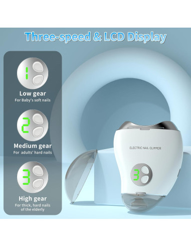 Cortador de Uñas Eléctrico VGVR 2-en-1 con Luz LED y 3 Velocidades