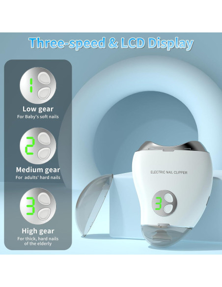 Cortador de Uñas Eléctrico VGVR 2-en-1 con Luz LED y 3 Velocidades
