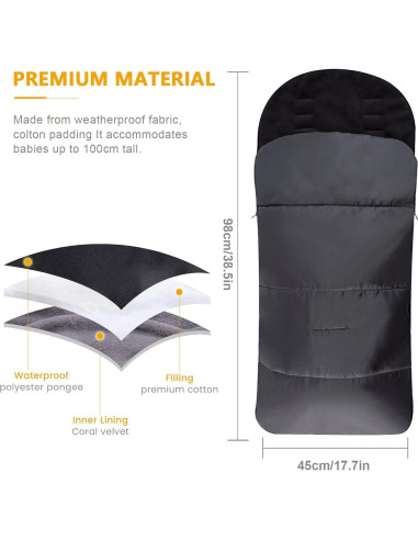 Saco de Invierno para Cochecito Pugwoy 98x45cm Impermeable