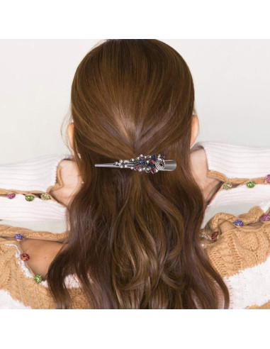 Pinzas para el cabello Lurrose de metal con rhinestones 2PC