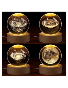 4 Bolas de Cristal 3D del Sistema Solar Yalikop 6.1 cm LED