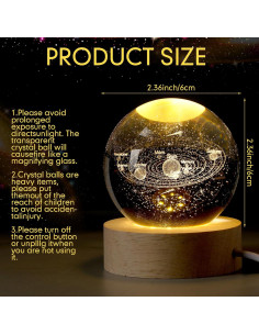 4 Bolas de Cristal 3D del Sistema Solar Yalikop 6.1 cm LED 2
