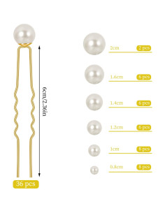 Horquillas de Perlas para el Cabello BESARME - 36 Pcs 2