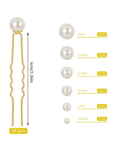 Horquillas de Perlas para el Cabello BESARME - 36 Pcs