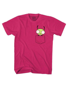 Camiseta de algodón Invader Zim Gir bolsillo - Baya - Mediana