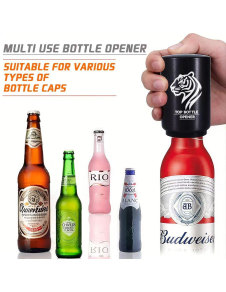 Abrebotellas Automático Acero Inoxidable Negro Tigre 116g