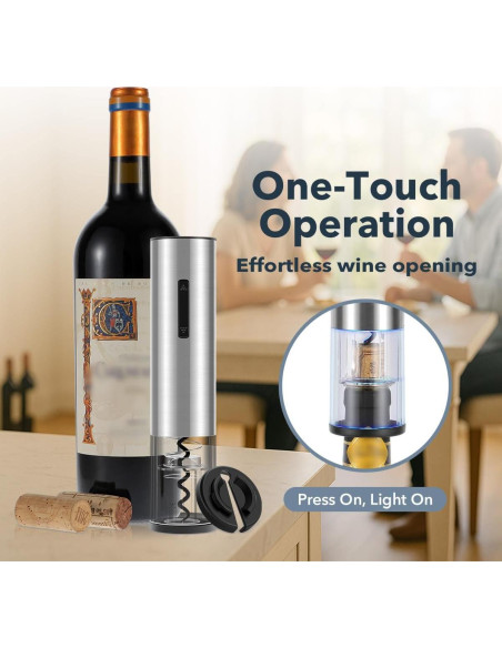 Abridor de Vino Eléctrico QIKPCK Recargable USB-C Acero Inoxidable