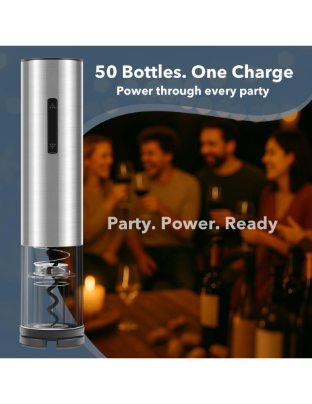 Abridor de Vino Eléctrico QIKPCK Recargable USB-C Acero Inoxidable
