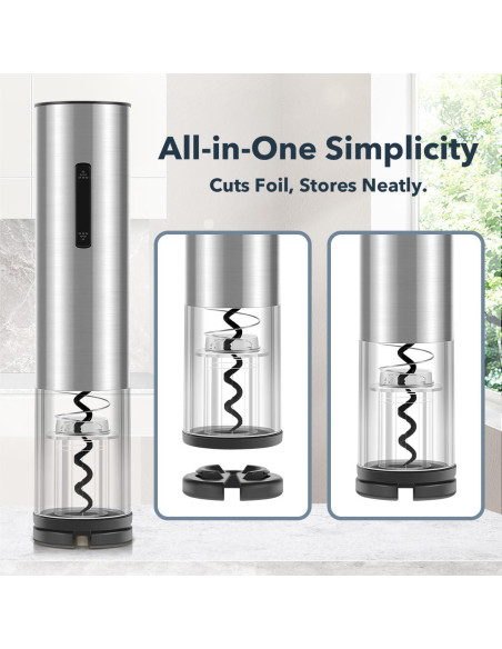 Abridor de Vino Eléctrico QIKPCK Recargable USB-C Acero Inoxidable