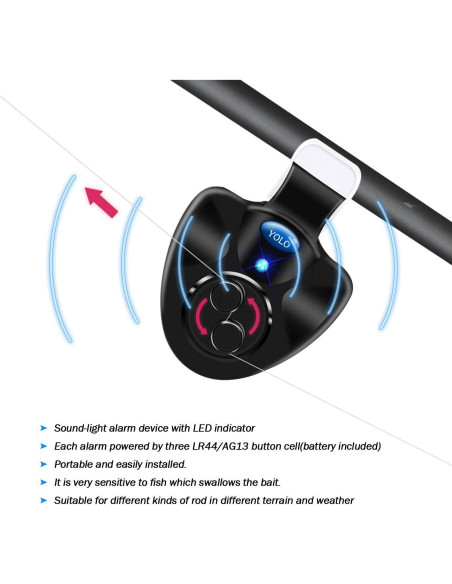4 Bombillas LED de Alarma Sonora para Pesca Wingsflying