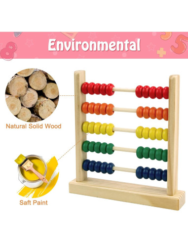 Ábaco de Madera Sealive para Niños - Juguete Educativo 50 Bolas