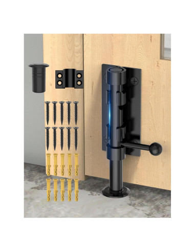 Cerradura deslizante de acero inoxidable Mbotnee 15.24 cm negra