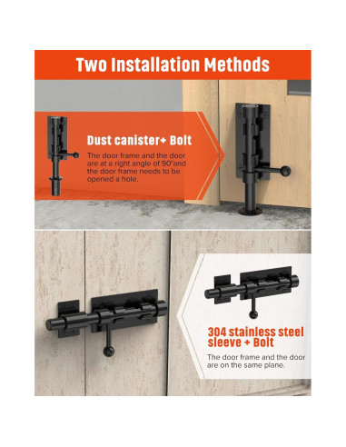 Cerradura deslizante de acero inoxidable Mbotnee 15.24 cm negra
