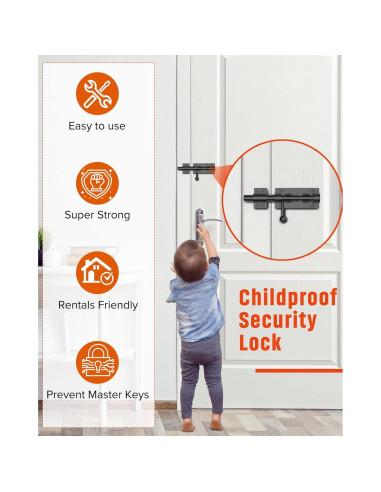 Cerradura deslizante de acero inoxidable Mbotnee 15.24 cm negra