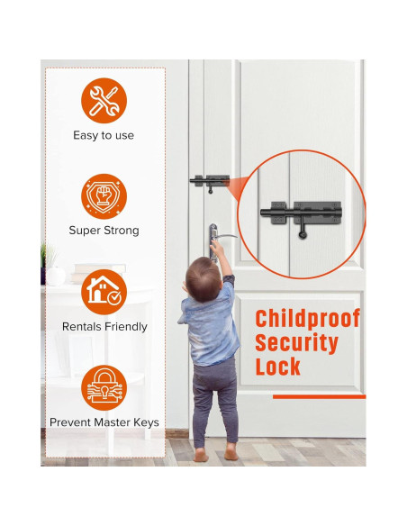 Cerradura deslizante de acero inoxidable Mbotnee 15.24 cm negra