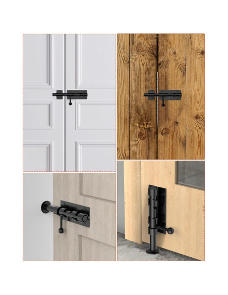 Cerradura deslizante de acero inoxidable Mbotnee 15.24 cm negra