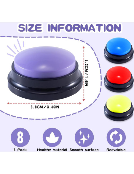 8 Botones de Grabación de Voz PQJSJDR para Juegos y Mascotas