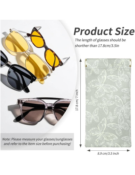 Estuche Suave para Gafas PU 2 Piezas Mujeres Leopardo y Mariposa
