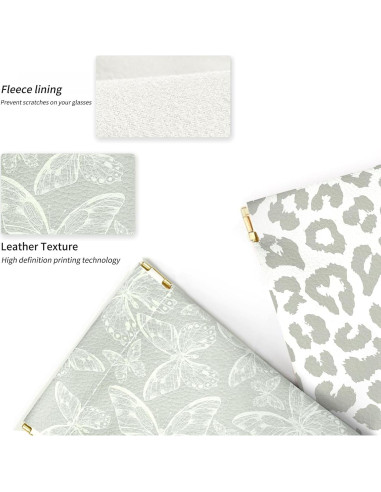 Estuche Suave para Gafas PU 2 Piezas Mujeres Leopardo y Mariposa
