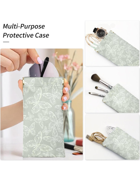 Estuche Suave para Gafas PU 2 Piezas Mujeres Leopardo y Mariposa
